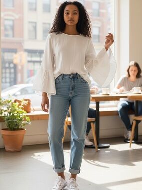 Naked Zebra White Long Sleeve Top w/ Open Sleeves